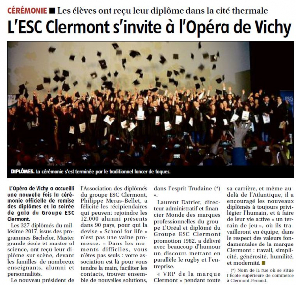 La promotion 2017 du Groupe ESC Clermont est officiellement diplômée !