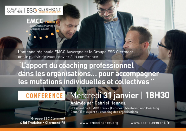 Conférence sur le Coaching par Gabriel Hannes le 31 janvier au Groupe ESC Clermont