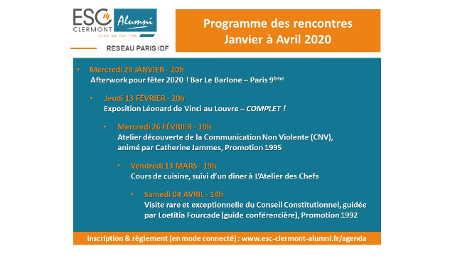 Programme des prochaines rencontres Réseau Paris